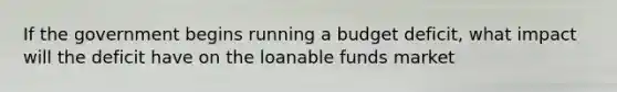 If the government begins running a budget deficit, what impact will the deficit have on the loanable funds market