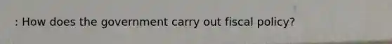 : How does the government carry out fiscal policy?