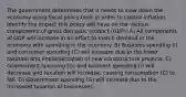 The government determines that it needs to slow down the economy using fiscal policy tools in order to control inflation. Identify the impact this policy will have on the various components of gross domestic product (GDP). A) All components of GDP will increase in an effort to match demand in the economy with spending in the economy. B) Business spending (I) and consumer spending (C) will increase due to the lower taxation and implementation of new infrastructure projects. C) Government spending (G) and business spending (I) will decrease and taxation will increase, causing consumption (C) to fall. D) Government spending (G) will increase due to the increased taxation of businesses.