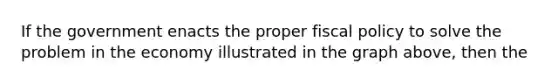If the government enacts the proper fiscal policy to solve the problem in the economy illustrated in the graph above, then the