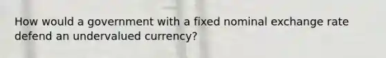 How would a government with a fixed nominal exchange rate defend an undervalued currency?