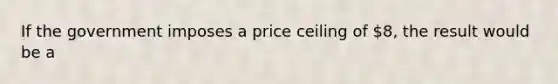 If the government imposes a price ceiling of 8, the result would be a