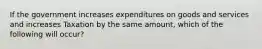 If the government increases expenditures on goods and services and increases Taxation by the same amount, which of the following will occur?