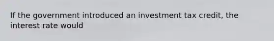 If the government introduced an investment tax credit, the interest rate would