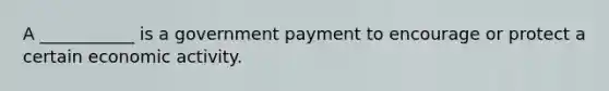 A ___________ is a government payment to encourage or protect a certain economic activity.