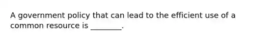 A government policy that can lead to the efficient use of a common resource is ________.