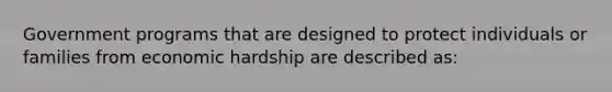 Government programs that are designed to protect individuals or families from economic hardship are described as: