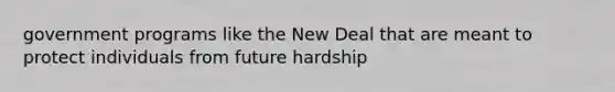 government programs like the New Deal that are meant to protect individuals from future hardship