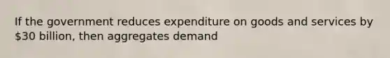 If the government reduces expenditure on goods and services by 30 billion, then aggregates demand