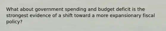 What about government spending and budget deficit is the strongest evidence of a shift toward a more expansionary fiscal policy?