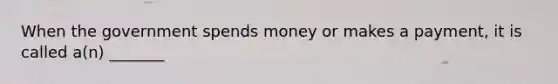 When the government spends money or makes a payment, it is called a(n) _______