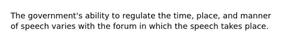 The government's ability to regulate the time, place, and manner of speech varies with the forum in which the speech takes place.