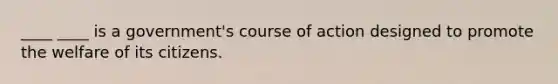 ____ ____ is a government's course of action designed to promote the welfare of its citizens.