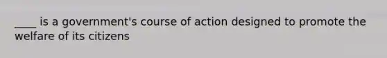 ____ is a government's course of action designed to promote the welfare of its citizens