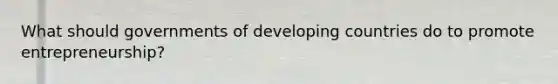 What should governments of developing countries do to promote entrepreneurship?