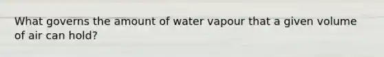 What governs the amount of water vapour that a given volume of air can hold?