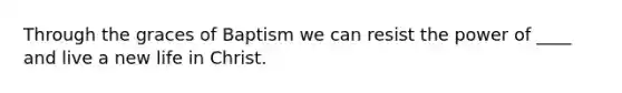 Through the graces of Baptism we can resist the power of ____ and live a new life in Christ.