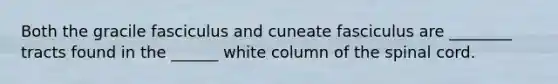 Both the gracile fasciculus and cuneate fasciculus are ________ tracts found in the ______ white column of the spinal cord.