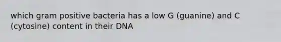 which gram positive bacteria has a low G (guanine) and C (cytosine) content in their DNA