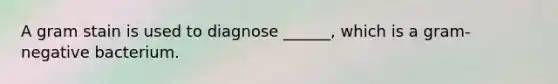 A gram stain is used to diagnose ______, which is a gram-negative bacterium.