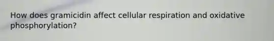 How does gramicidin affect cellular respiration and oxidative phosphorylation?