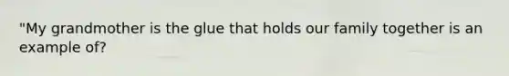 "My grandmother is the glue that holds our family together is an example of?