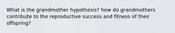 What is the grandmother hypothesis? how do grandmothers contribute to the reproductive success and fitness of their offspring?