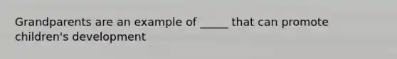 Grandparents are an example of _____ that can promote children's development