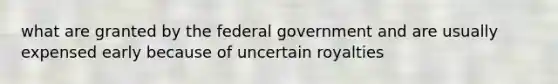 what are granted by the federal government and are usually expensed early because of uncertain royalties