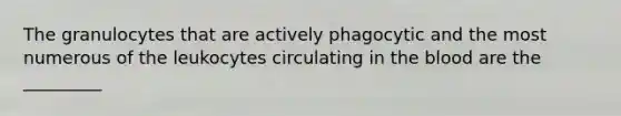 The granulocytes that are actively phagocytic and the most numerous of the leukocytes circulating in the blood are the _________