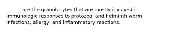 ______ are the granulocytes that are mostly involved in immunologic responses to protozoal and helminth worm infections, allergy, and inflammatory reactions.