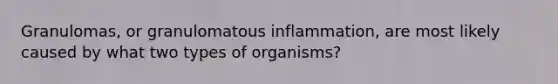 Granulomas, or granulomatous inflammation, are most likely caused by what two types of organisms?