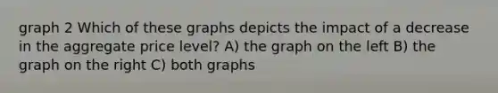 graph 2 Which of these graphs depicts the impact of a decrease in the aggregate price level? A) the graph on the left B) the graph on the right C) both graphs