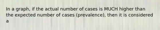 In a graph, if the actual number of cases is MUCH higher than the expected number of cases (prevalence), then it is considered a