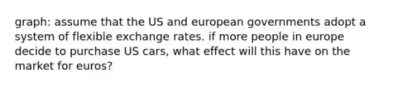 graph: assume that the US and european governments adopt a system of flexible exchange rates. if more people in europe decide to purchase US cars, what effect will this have on the market for euros?