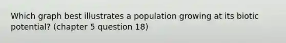 Which graph best illustrates a population growing at its biotic potential? (chapter 5 question 18)