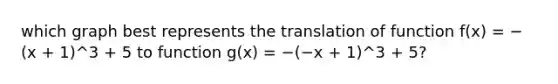 which graph best represents the translation of function f(x) = −(x + 1)^3 + 5 to function g(x) = −(−x + 1)^3 + 5?