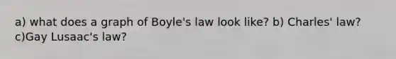 a) what does a graph of Boyle's law look like? b) Charles' law? c)Gay Lusaac's law?