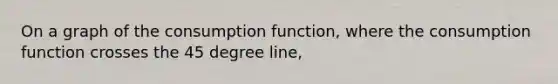 On a graph of the consumption function, where the consumption function crosses the 45 degree line,