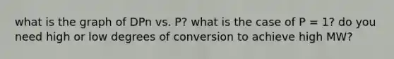 what is the graph of DPn vs. P? what is the case of P = 1? do you need high or low degrees of conversion to achieve high MW?