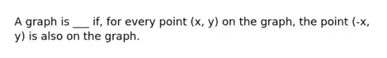 A graph is ___ if, for every point (x, y) on the graph, the point (-x, y) is also on the graph.