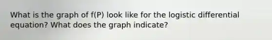 What is the graph of f(P) look like for the logistic differential equation? What does the graph indicate?