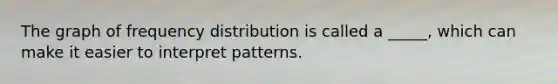 The graph of <a href='https://www.questionai.com/knowledge/kBageYpRHz-frequency-distribution' class='anchor-knowledge'>frequency distribution</a> is called a _____, which can make it easier to interpret patterns.