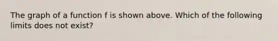 The graph of a function f is shown above. Which of the following limits does not exist?
