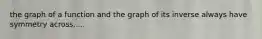 the graph of a function and the graph of its inverse always have symmetry across.....