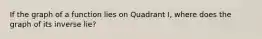 If the graph of a function lies on Quadrant I, where does the graph of its inverse lie?