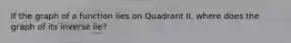 If the graph of a function lies on Quadrant II, where does the graph of its inverse lie?