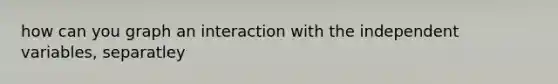 how can you graph an interaction with the independent variables, separatley