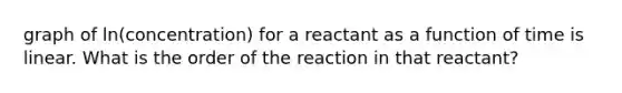 graph of ln(concentration) for a reactant as a function of time is linear. What is the order of the reaction in that reactant?