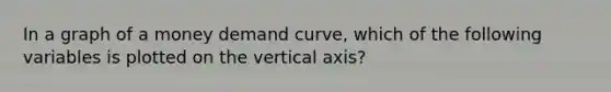 In a graph of a money demand curve, which of the following variables is plotted on the vertical axis?